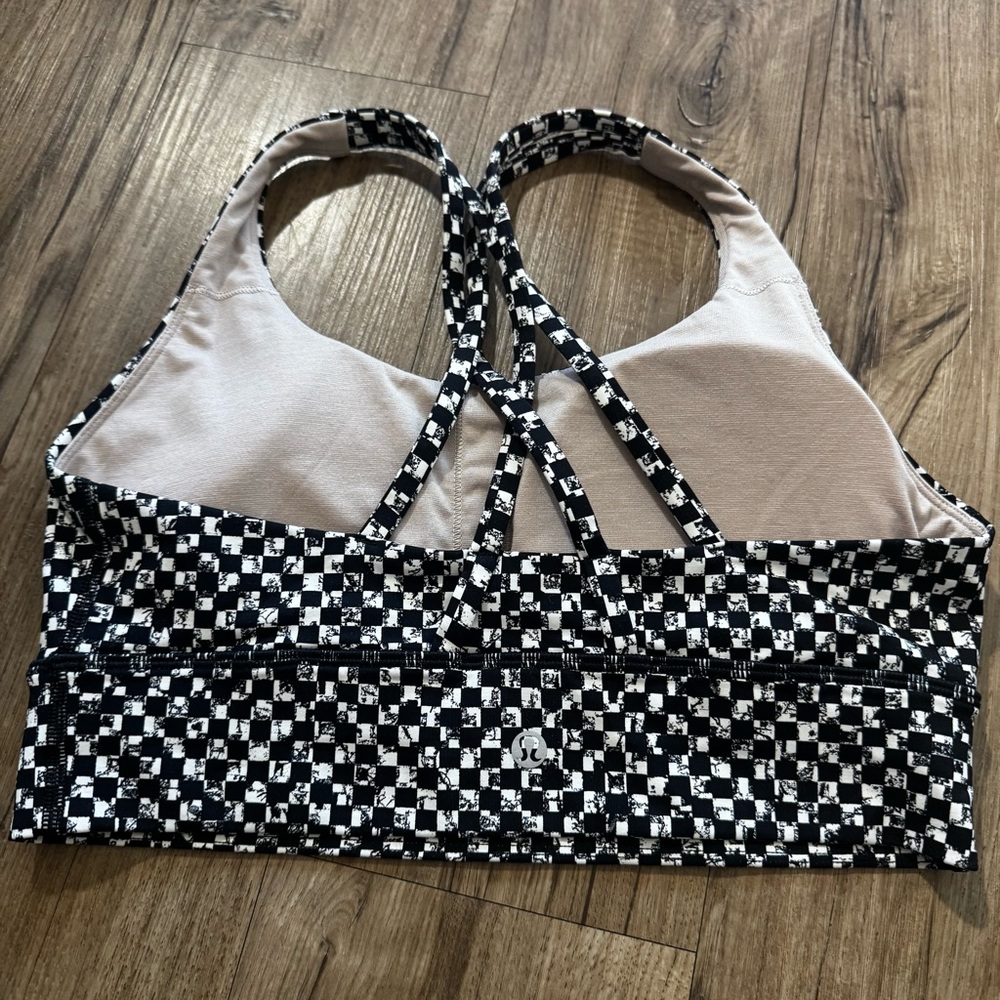 Lululemon energy bra set of two Size 8 checkered black white padded - Picture 3 of 9